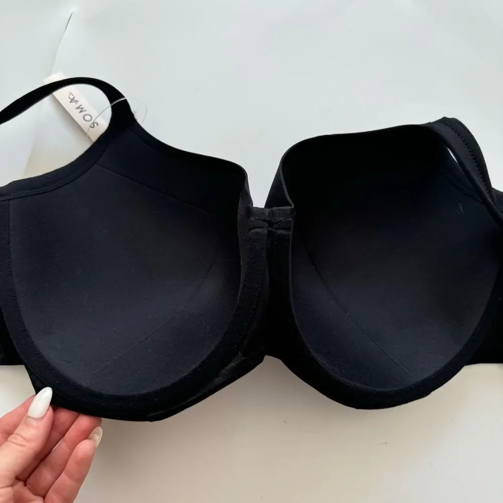 NWT Soma 570266027 Maximum Support Smooth Balconette black underwire Bra 44D